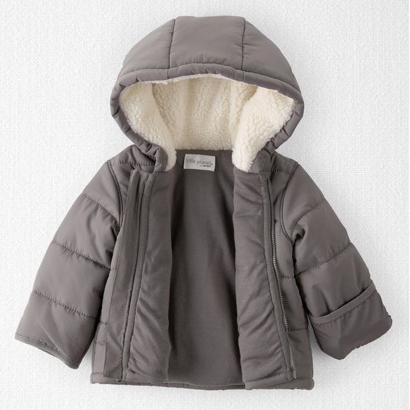 Little Planet 🌿 Organic Baby Recycled Puffer Grey Jacket 2T - Picture 2 of 3
